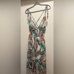 Cute tropical floral high low dress 0X